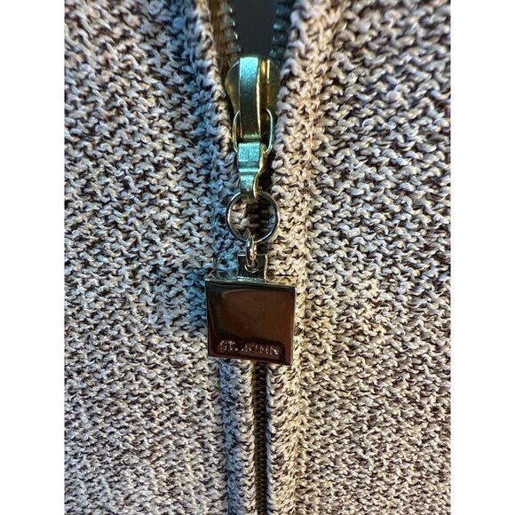 St. John Sport Vintage Beige Knit Zip-Up Jacket With Gold Accents Size L EUC - Picture 4 of 8